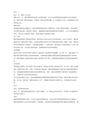 2023年销售工作总结范文3篇 