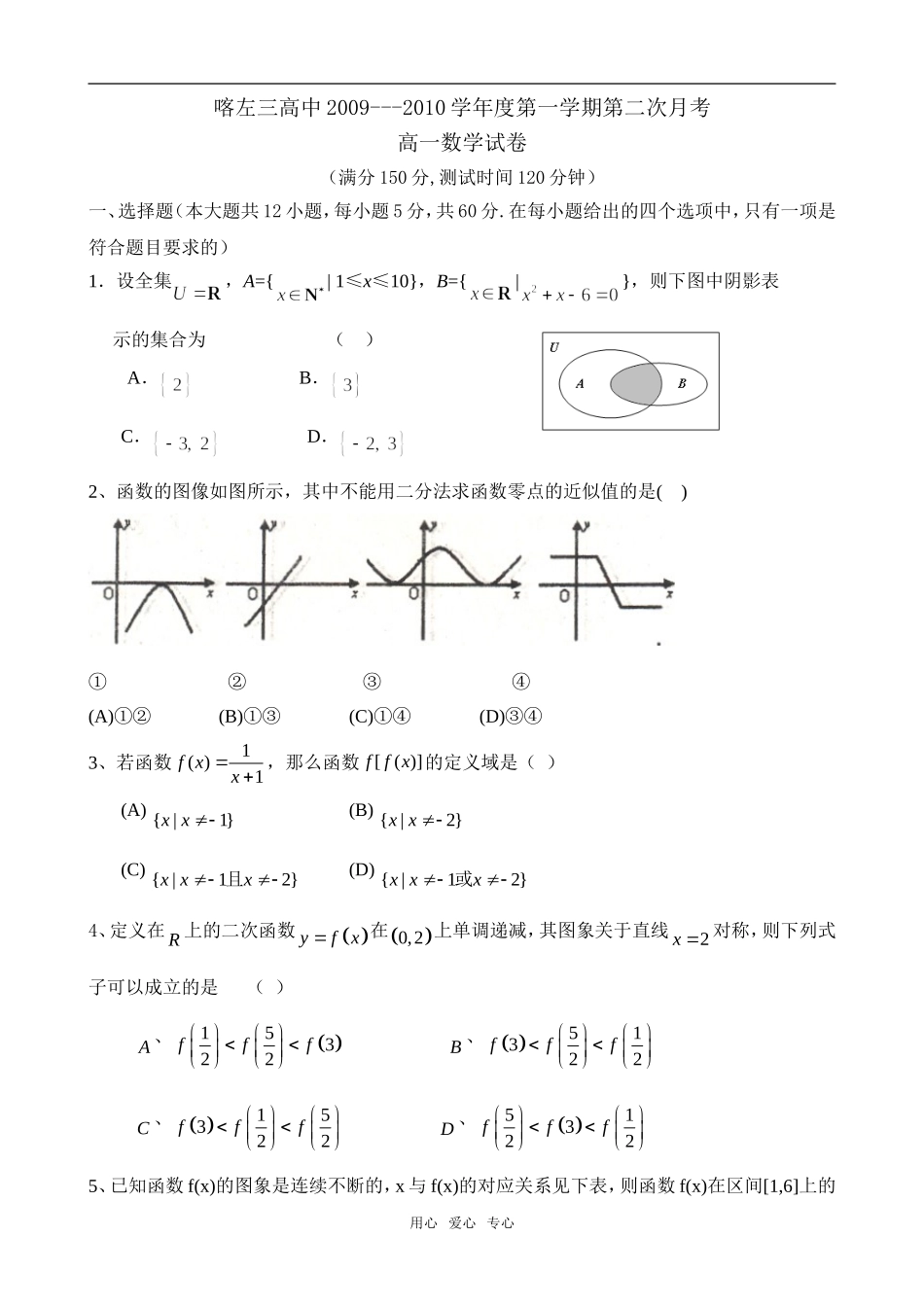 复件 高1数学试卷jiaoshiban_第1页