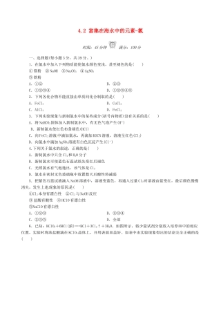 高中化学 4.2 富集在海水中的元素-氯课后练习 新人教版必修1-新人教版高一必修1化学试题