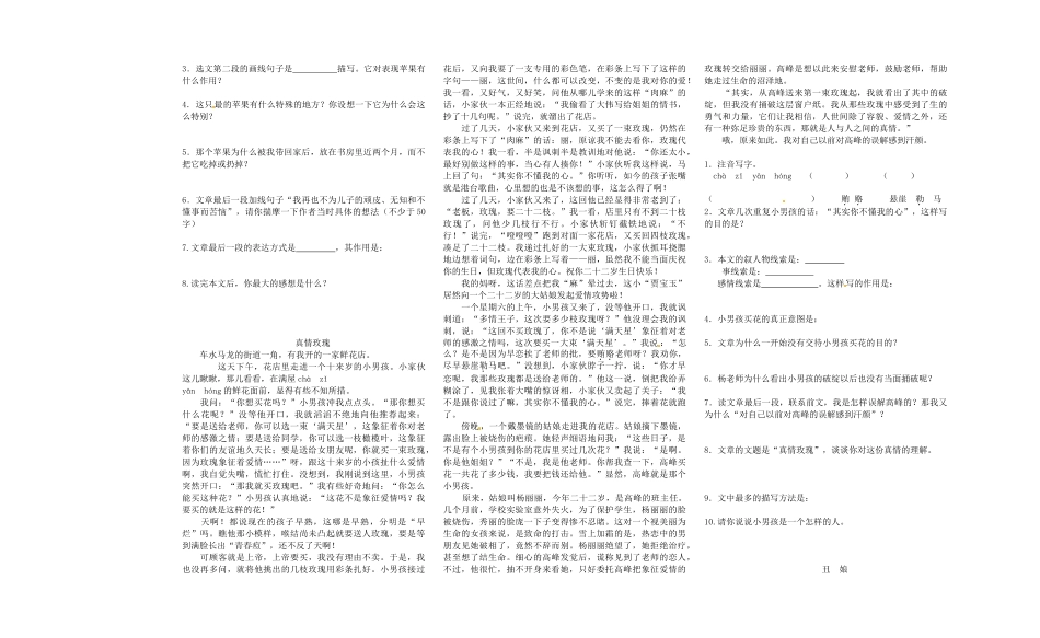 中考语文阅读题复习 记叙文全新思维试卷_第2页