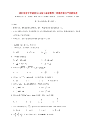 九年级数学上学期教学水平监测试卷 新人教版试卷