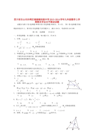 九年级数学上学期期末学业水平测试试卷试卷