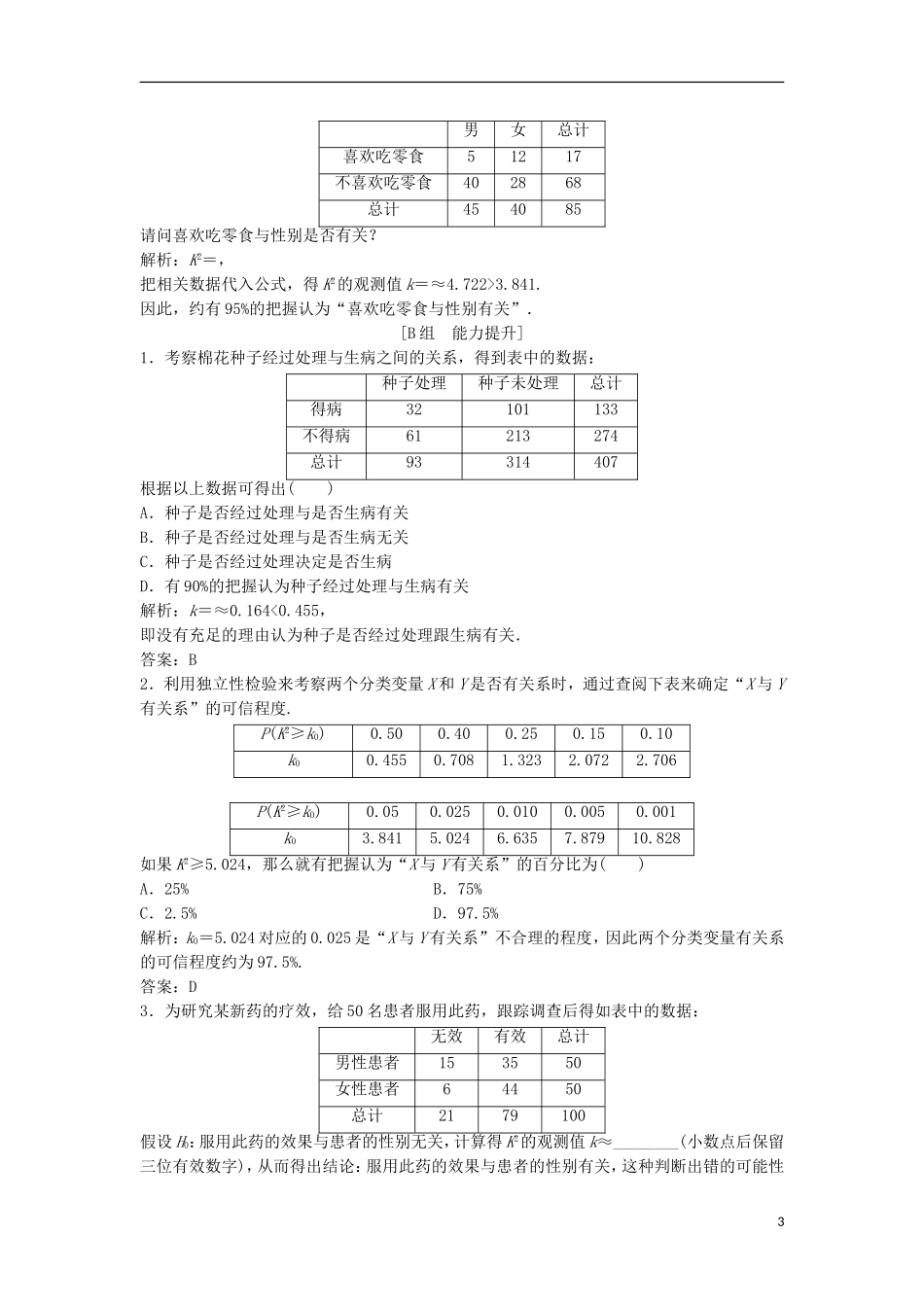 高中数学 第三章 统计案例 3.2 独立性检验的基本思想及其初步应用优化练习 新人教A版选修2-3-新人教A版高二选修2-3数学试题_第3页