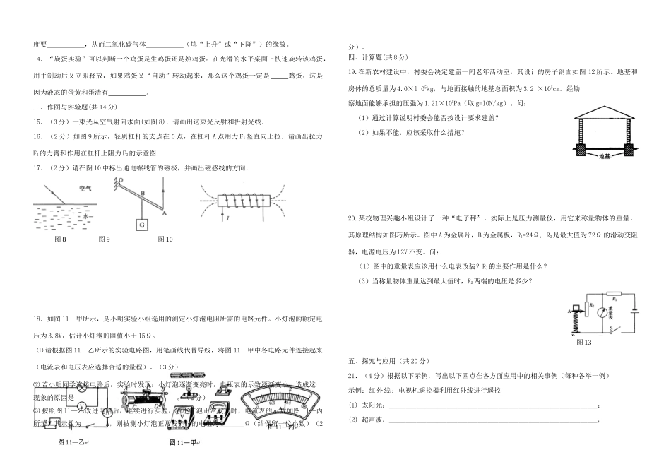 中考物理模拟考试卷(6)人教新课标版试卷_第2页