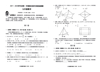 九年级数学上学期期末考试试卷(pdf，无答案) 北师大版试卷