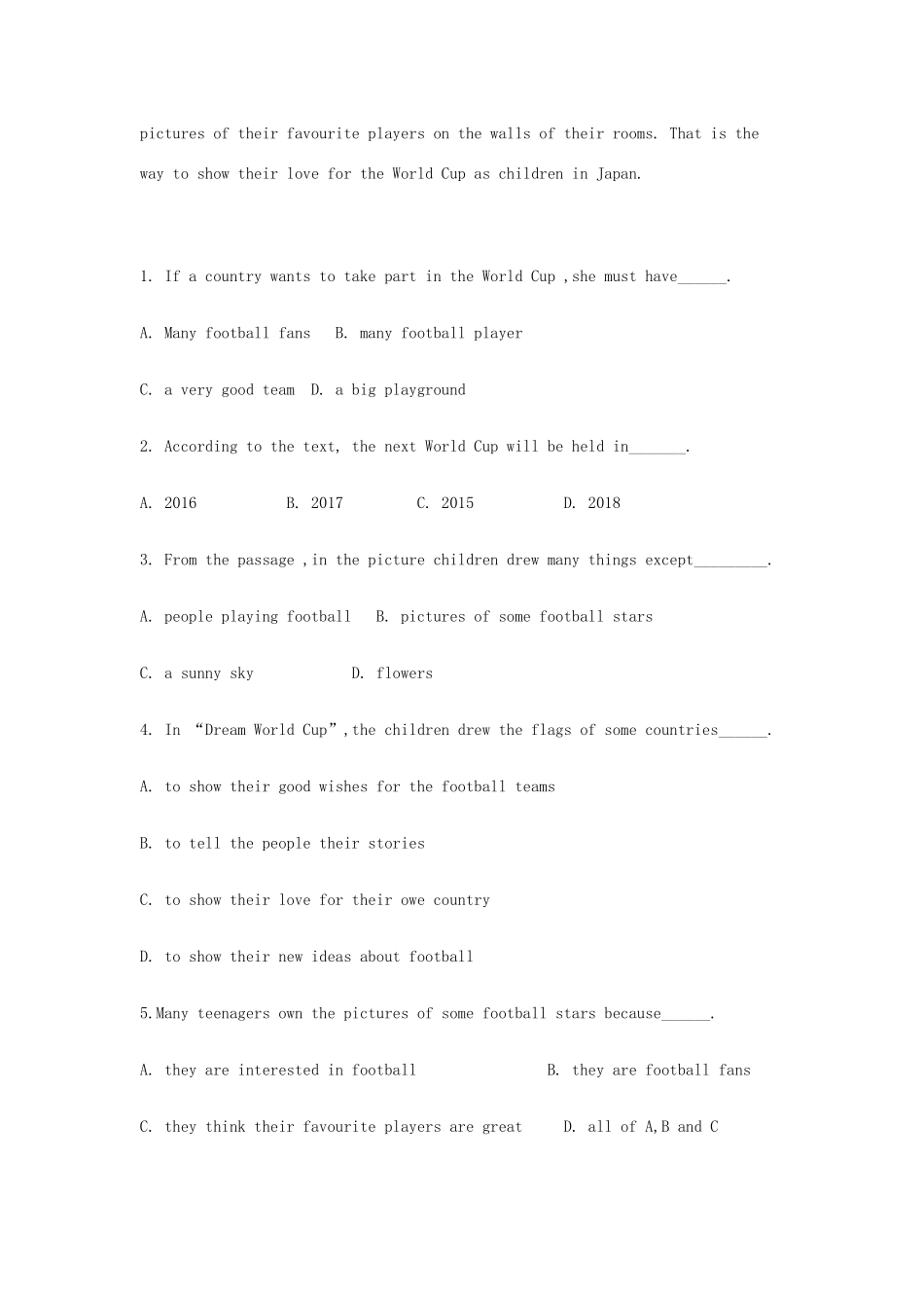 山西省忻州二中高一英语下学期期中试卷_第2页