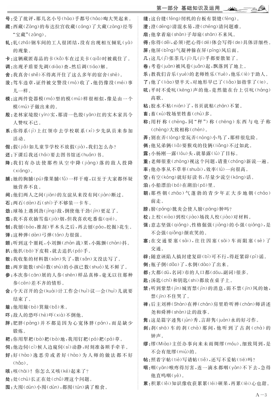 中考语文 第一部分 基础知识及运用 专题一 字音字形精讲1(pdf)试卷_第3页