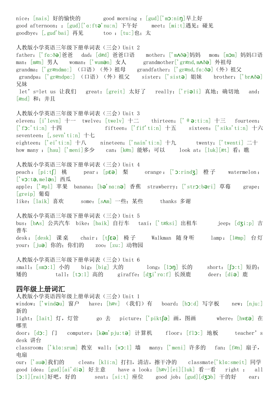 人教版小学3-6年级英语单词表_第2页