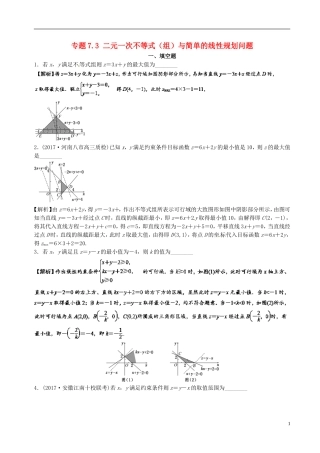（江苏版）高考数学一轮复习 专题7.3 二元一次不等式（组）与简单的线性规划问题（测）-人教版高三全册数学试题