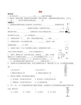 九年级物理上册 112 滑轮预习作业 苏科版试卷