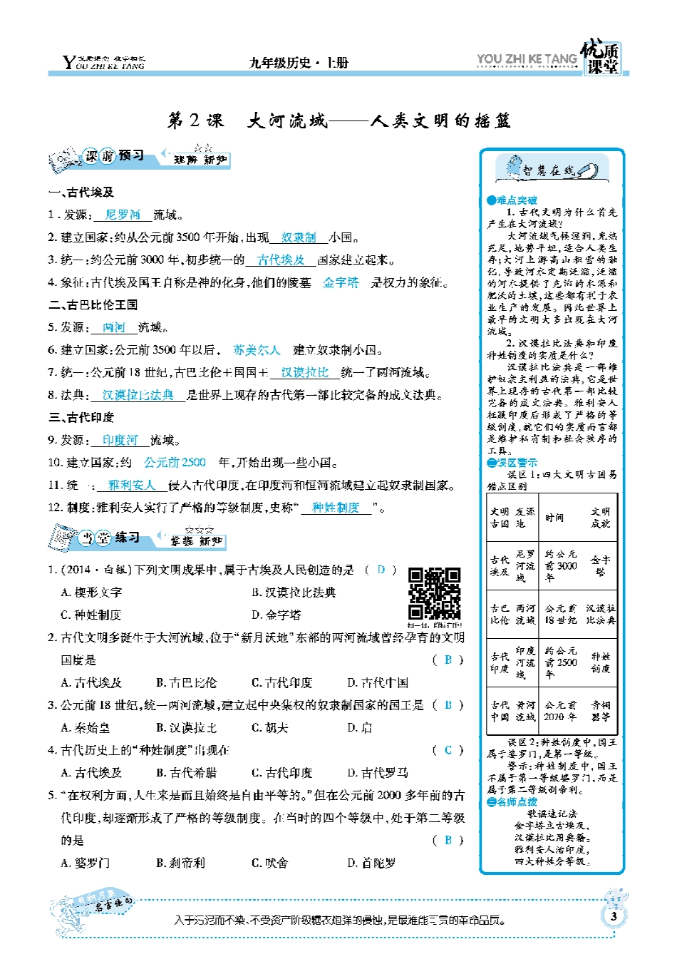 九年级历史上册 第一单元 人类文明的开端预习(pdf) 新人教版试卷_第3页