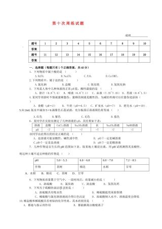 九年级化学 第十次周练试卷 新人教版试卷