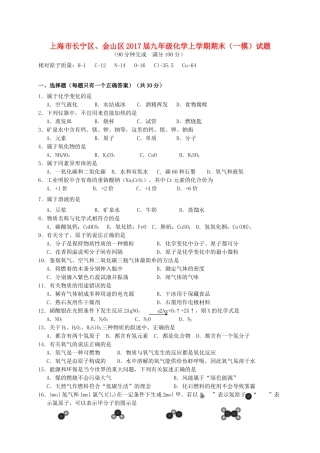 九年级化学上学期期末(一模)试卷