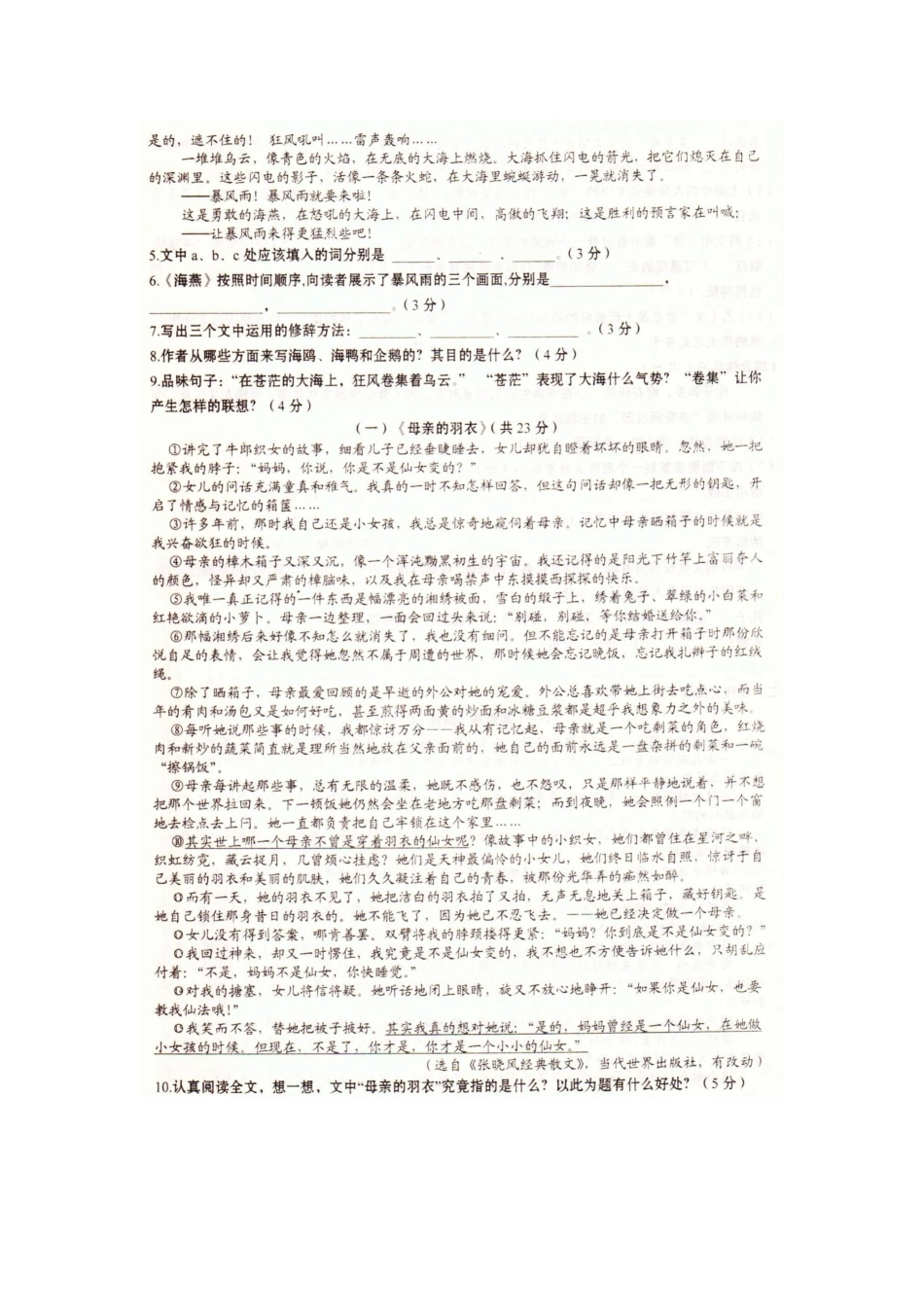 八年级语文下学期第二次月考试题(扫描版) 新人教版_第3页