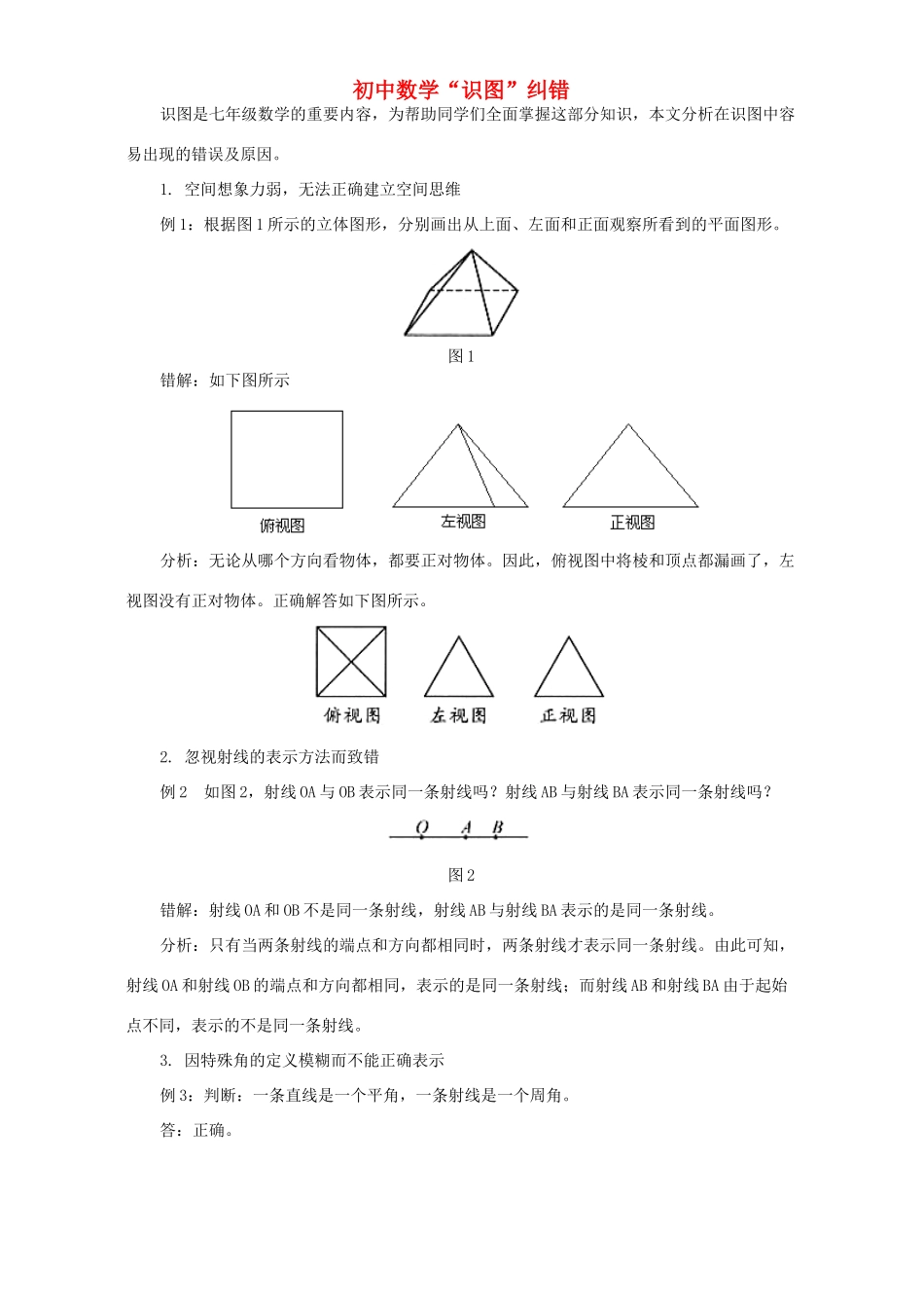 初中数学 识图 纠错 专题辅导 不分版本 试题_第1页