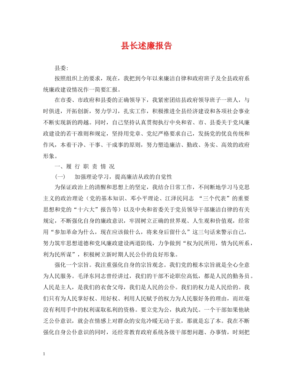 县长述廉报告 _第1页