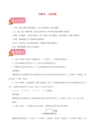 中考物理第一轮复习 专题08 力讲和练试卷