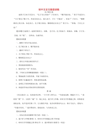 初中文言文阅读训练 试题