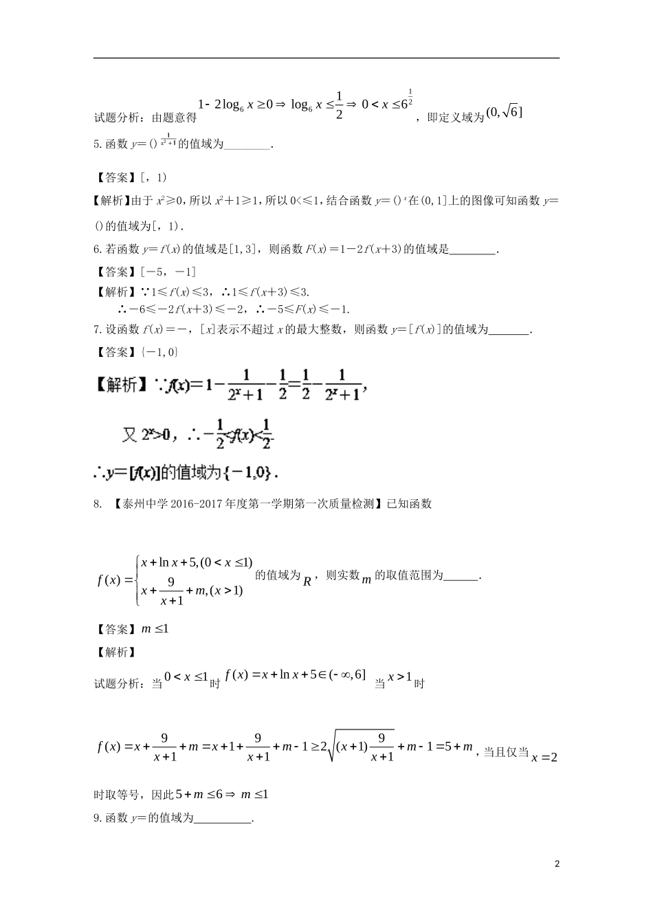 （江苏版）高考数学一轮复习 专题2.2 函数定义域、值域（测）-江苏版高三全册数学试题_第2页