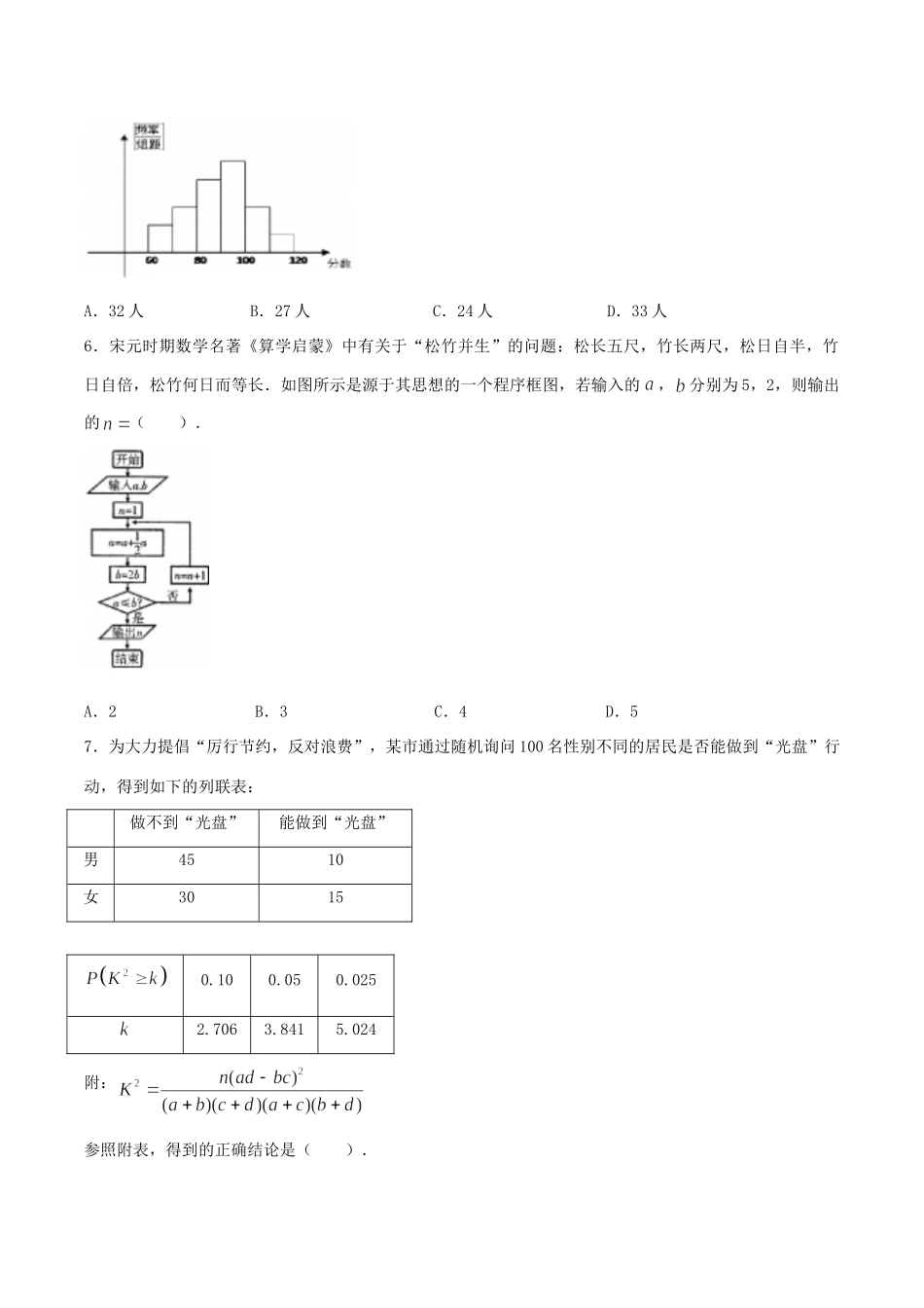 四川省乐山市 高二数学下学期期末考试试卷 理试卷_第2页