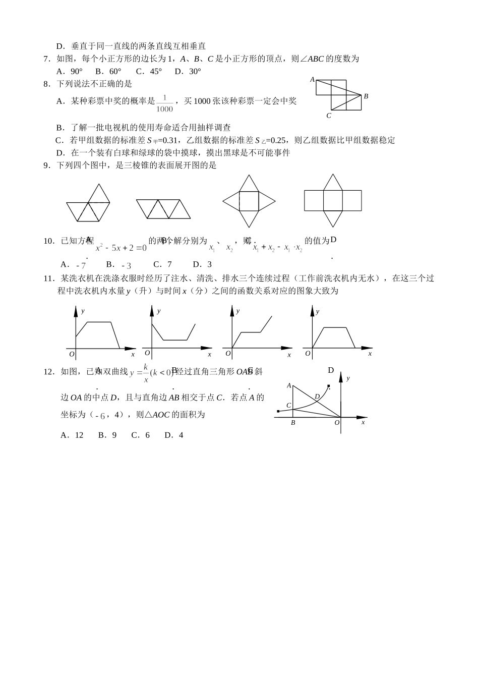 四川眉山市中考真题数学试卷_第2页