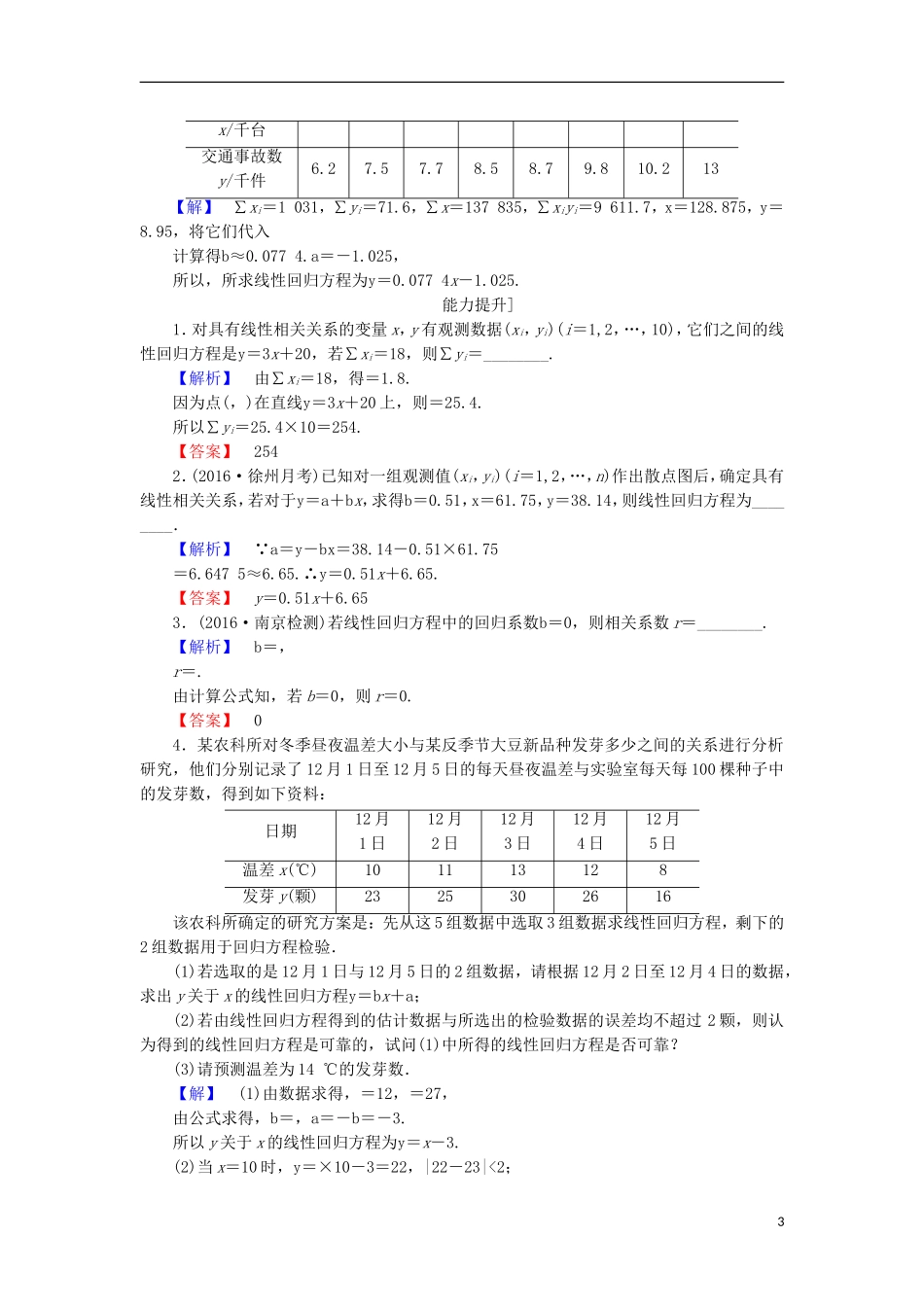 高中数学 第三章 统计案例 3.2 回归分析学业分层测评 苏教版选修2-3-苏教版高二选修2-3数学试题_第3页