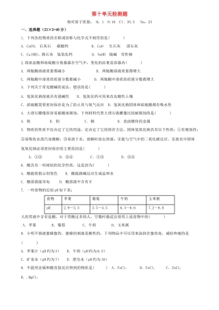 九年级化学下册 第十单元 酸和碱测试(新版)新人教版试卷