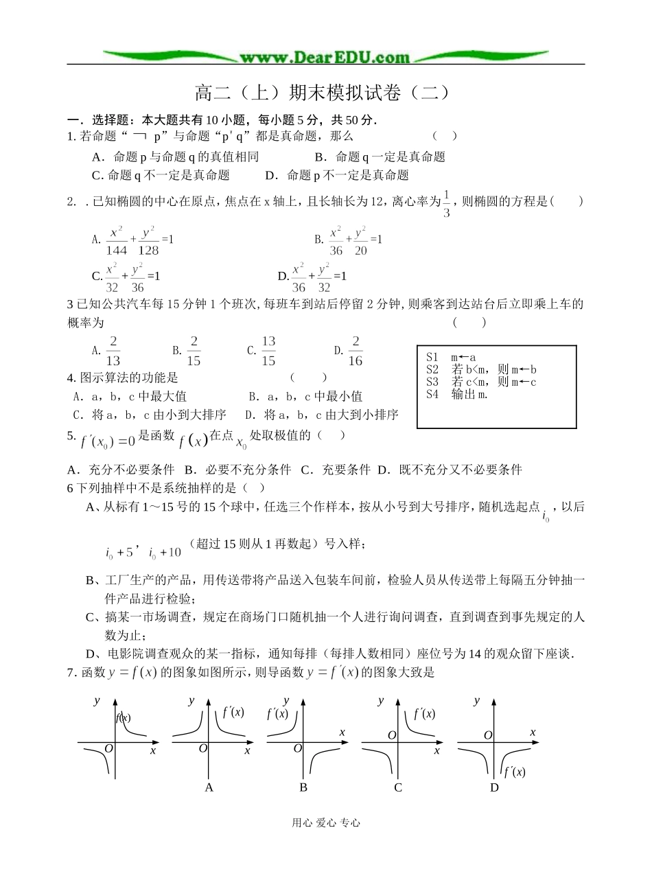 高二（上）期末模拟试卷（二）_第1页
