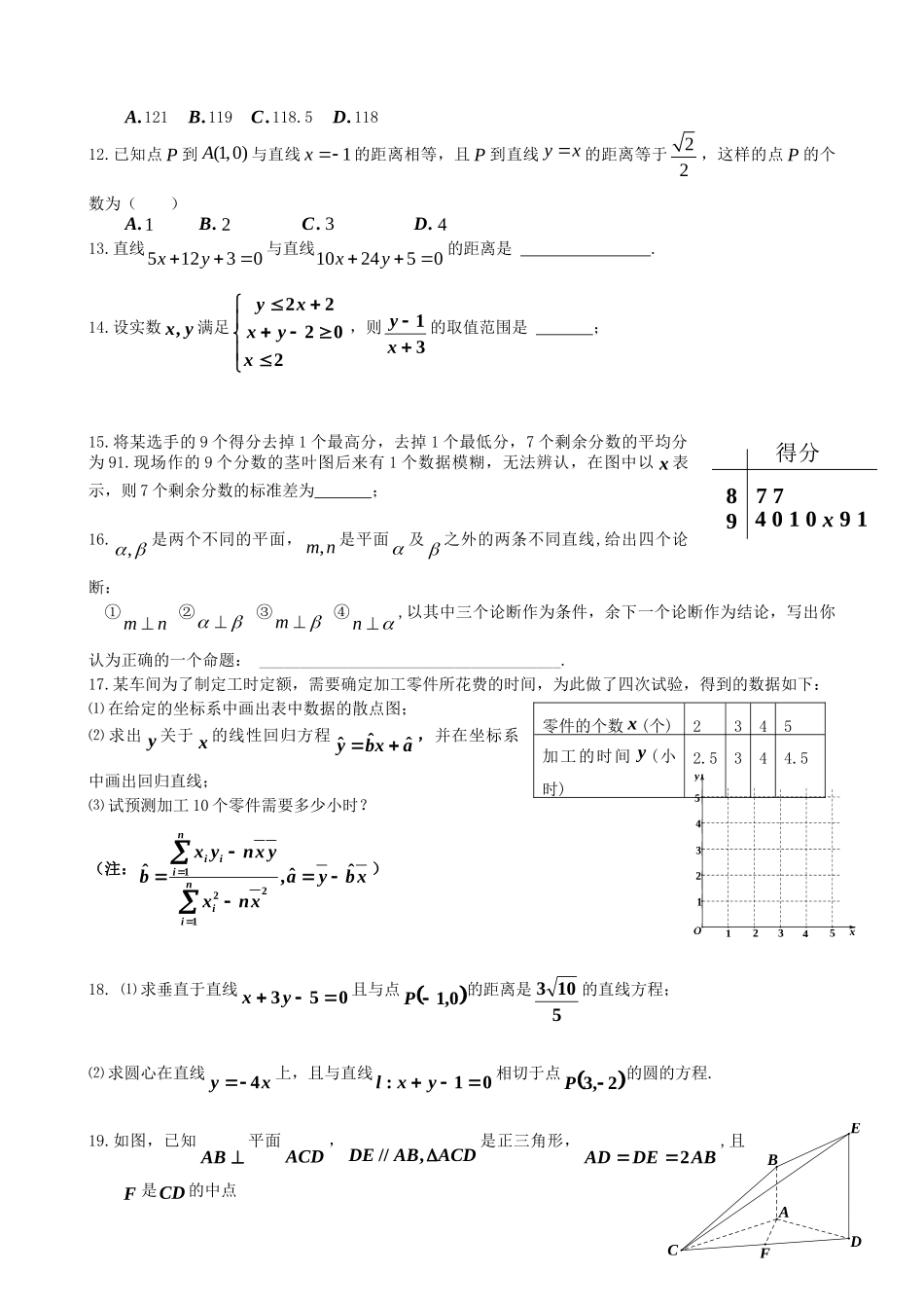 高二数学12月月考试卷 理试卷_第2页