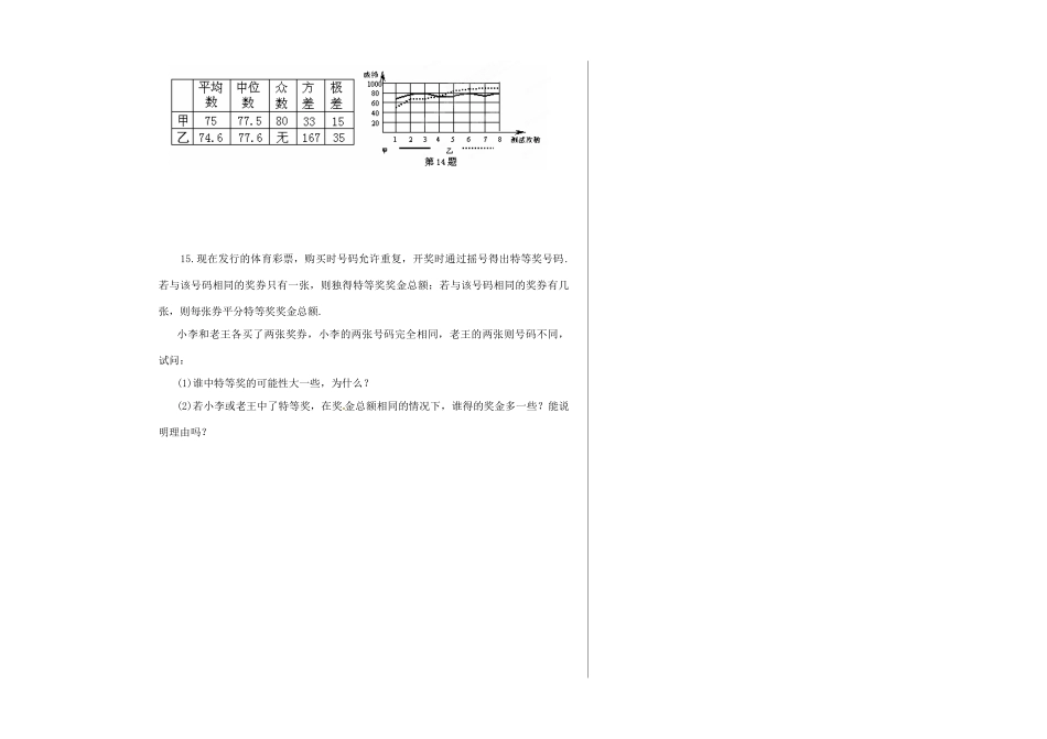 吉林省长春市八年级数学(第21章 数据的整理与初步处理)综合检测题试卷_第3页