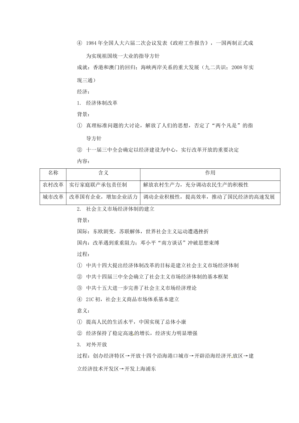高考历史二轮专题复习 六 社会主义现代化建设新时期的政治 经济 文化 外交-人教版高三全册历史试题_第2页