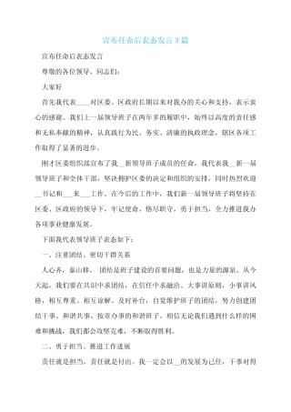 宣布任命后表态发言3篇 