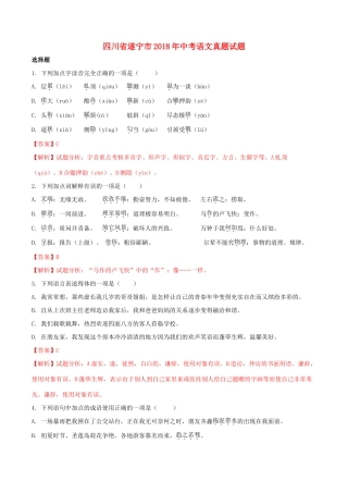四川省遂宁市中考语文真题试卷(含解析)试卷