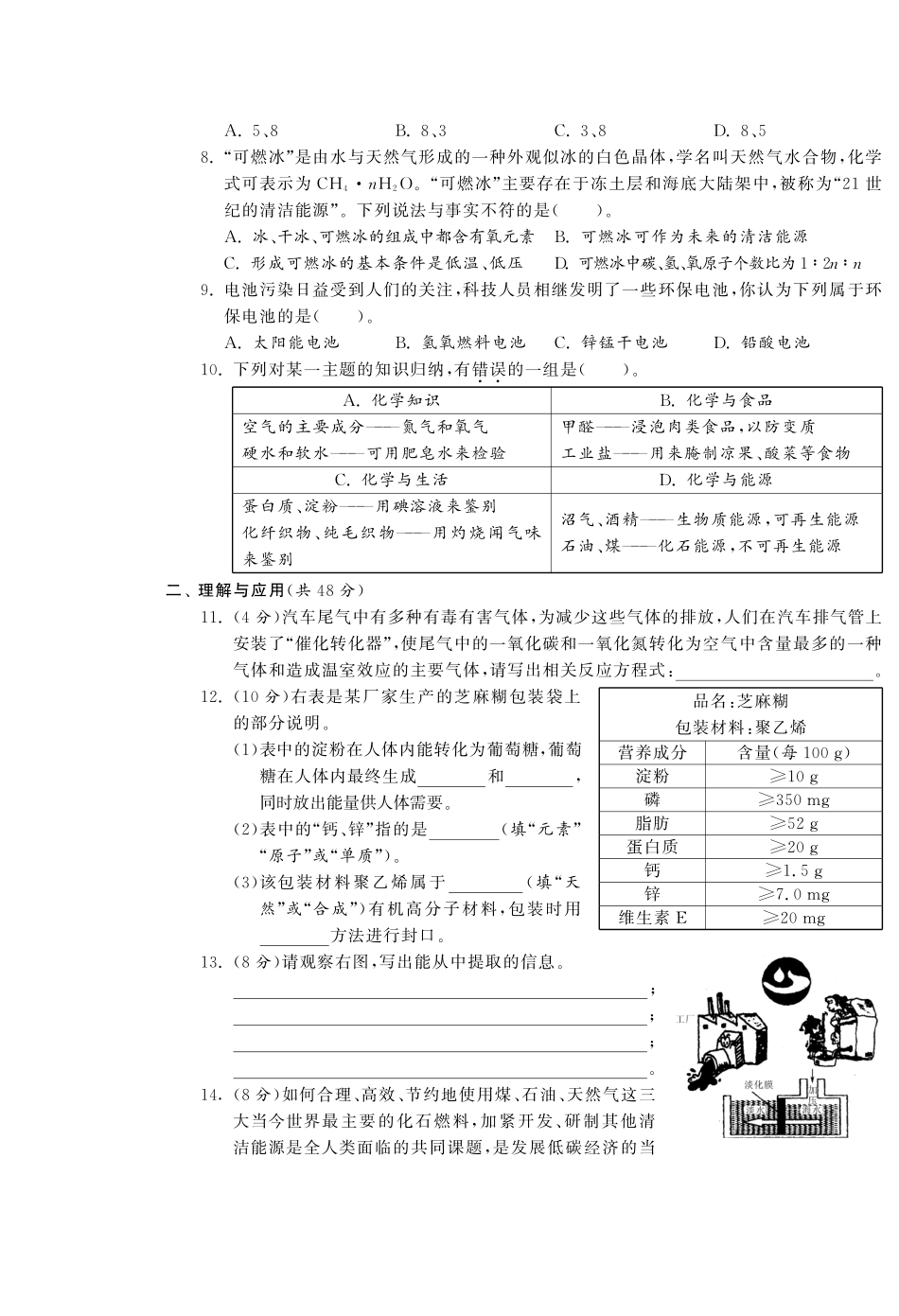 九年级化学全册 第九单元综合提优测评卷(B卷)(pdf)(新版)鲁教版试卷_第2页