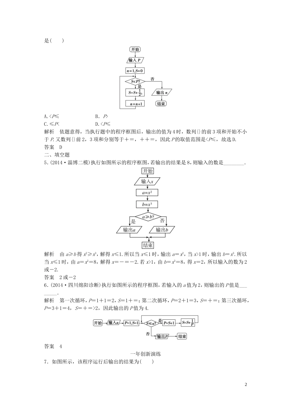 （三年模拟一年创新）高考数学复习 第十一章 算法初步与框图 文（全国通用）-人教版高三全册数学试题_第2页