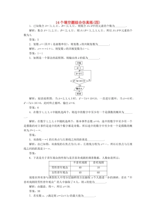 （江苏专版）高考数学二轮复习 14个填空题综合仿真练（四）-人教版高三全册数学试题