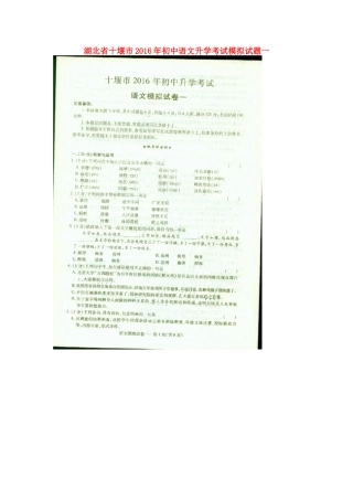 初中语文升学考试模拟试题一(扫描版) 试题