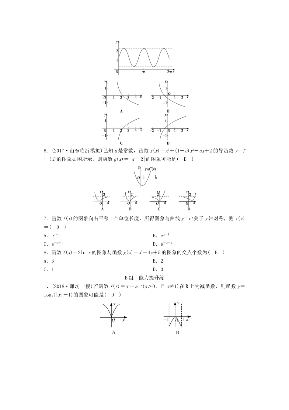 （新课标）高考数学一轮总复习 第二章 函数、导数及其应用 2-7 函数图象课时规范练 理（含解析）新人教A版-新人教A版高三全册数学试题_第2页