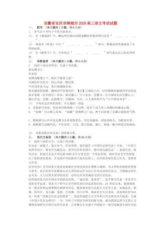 安徽省安庆市桐城市高三语文考试试卷