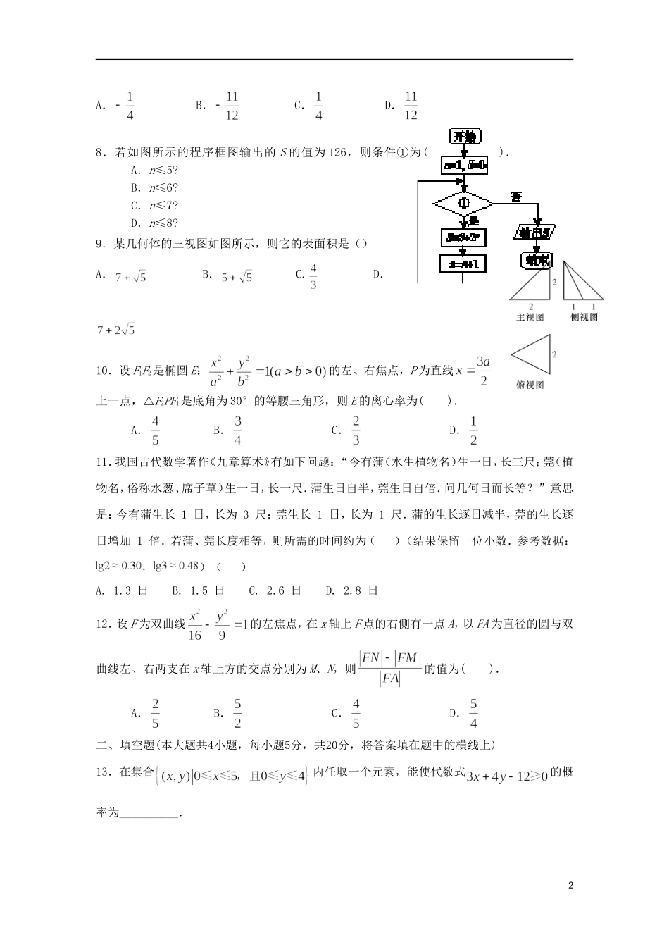 湖南省邵东县高二数学上学期创高杯考试试题 理-人教版高二全册数学试题_第2页