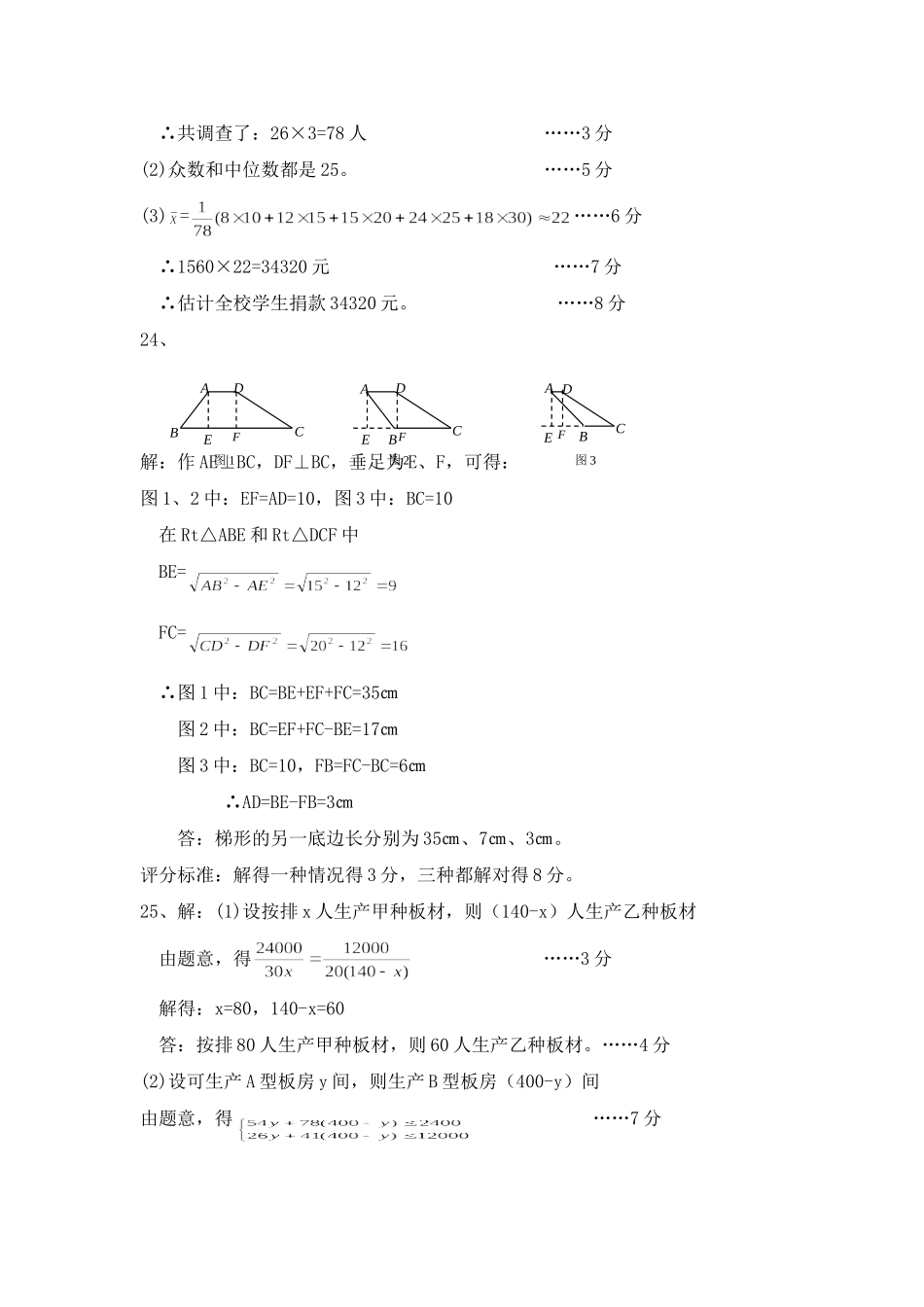 学牡丹江市第二学期八年级期末考试数学试卷(参考答案及评分标准) 黑龙江省牡丹江市八年级数学第二学期期末统一考试试卷新人教版 黑龙江省牡丹江市八年级数学第二学期期末统一考试试卷新人教版_第2页