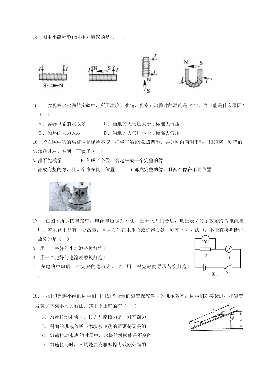 中考物理模拟训练二 新人教版试卷_第2页