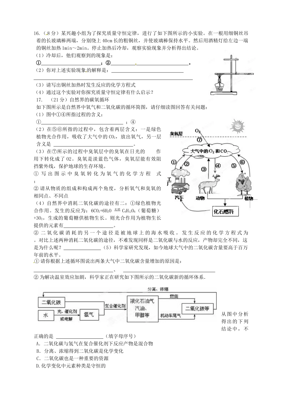 九年级化学下学期期中试卷 鲁教版试卷_第3页