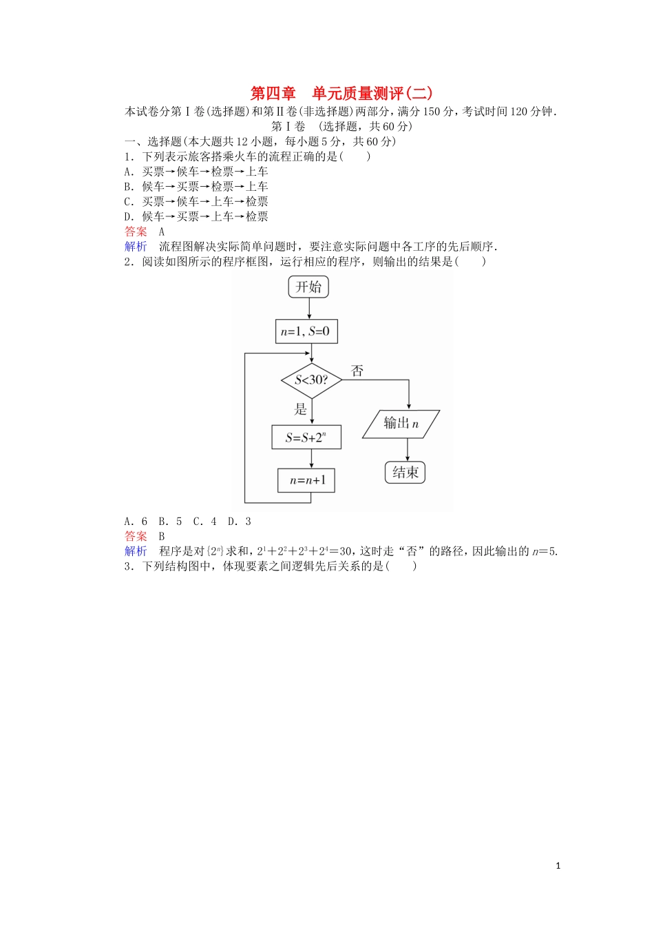 高中数学 第四章 单元质量测评（二）（含解析）新人教A版选修1-2-新人教A版高二选修1-2数学试题_第1页