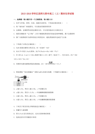 江西师大附中高三化学上学期期末试卷（含解析）-人教版高三全册化学试题