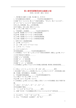 高中数学 第1章 常用逻辑用语单元检测（A卷）苏教版选修2-1-苏教版高二选修2-1数学试题
