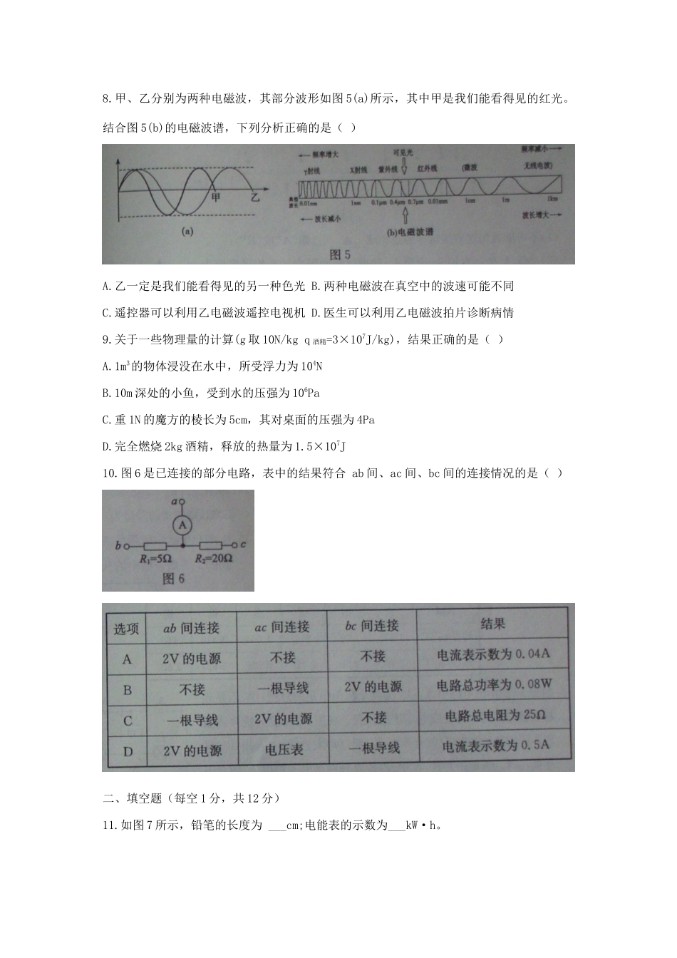 山东省济宁市2020年初中物理学业水平考试试卷_第3页