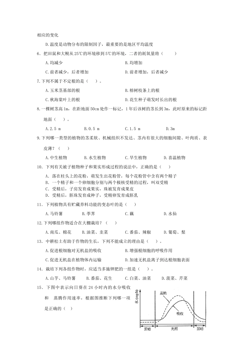 初中生物奥林匹克竞赛试题_第2页