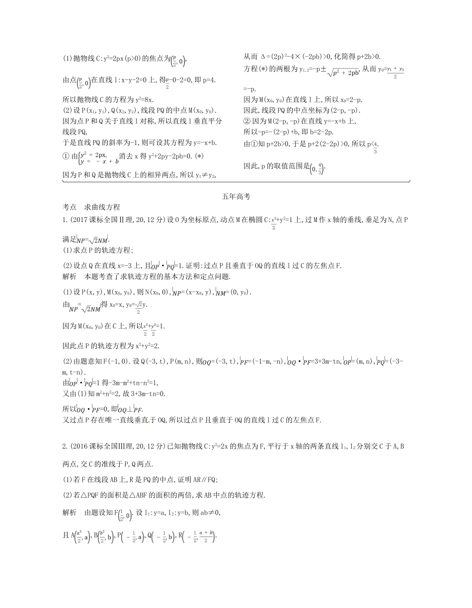 （江苏专版）高考数学一轮复习 第十六章 曲线与方程 16.1 曲线与方程讲义-人教版高三全册数学试题_第2页