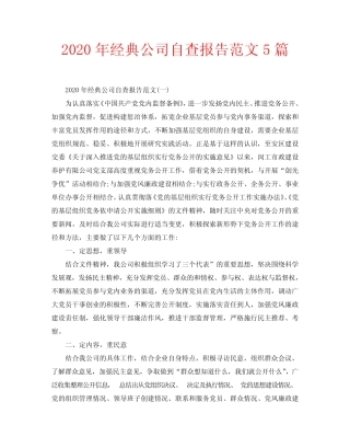 2020年经典公司自查报告范文5篇 